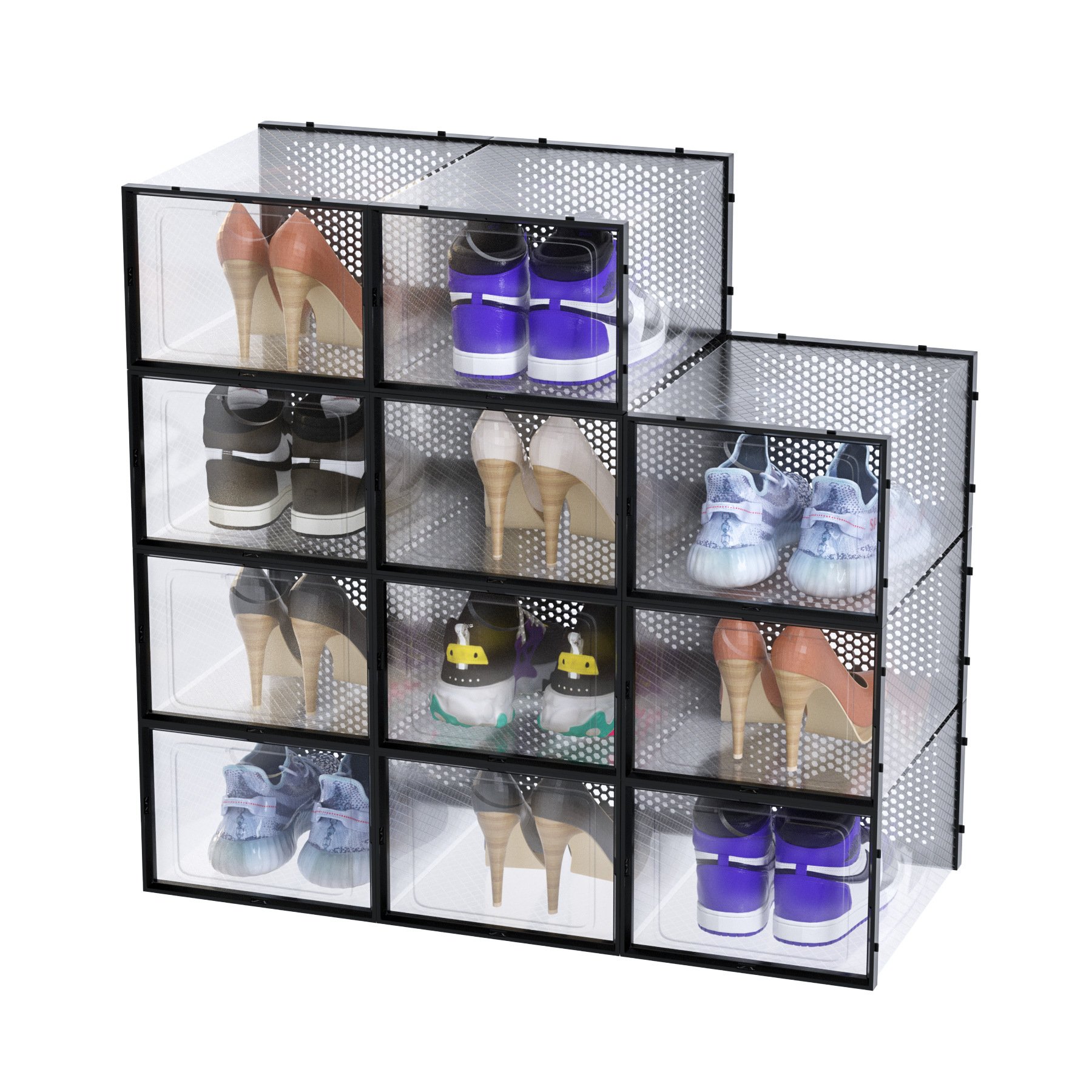 Household Shoe Storage Box Magnetic Organizer Storage Boxes Plastic Folding Shoe Box