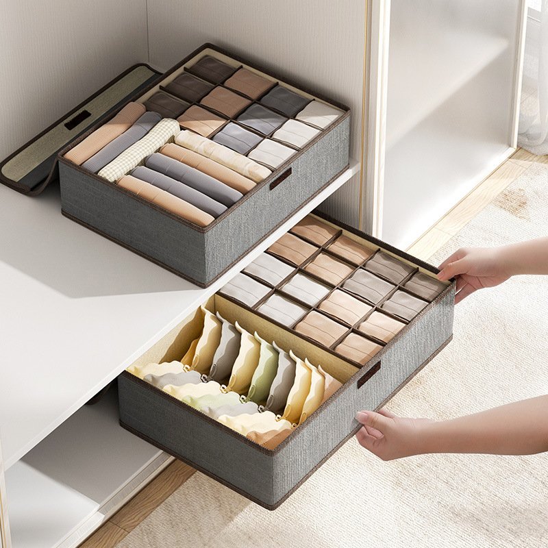 New Home Underwear Storage Box Fabric Oxford Cloth Multi-grid Foldable Panties Socks Underwear Box Bra Organizer Box