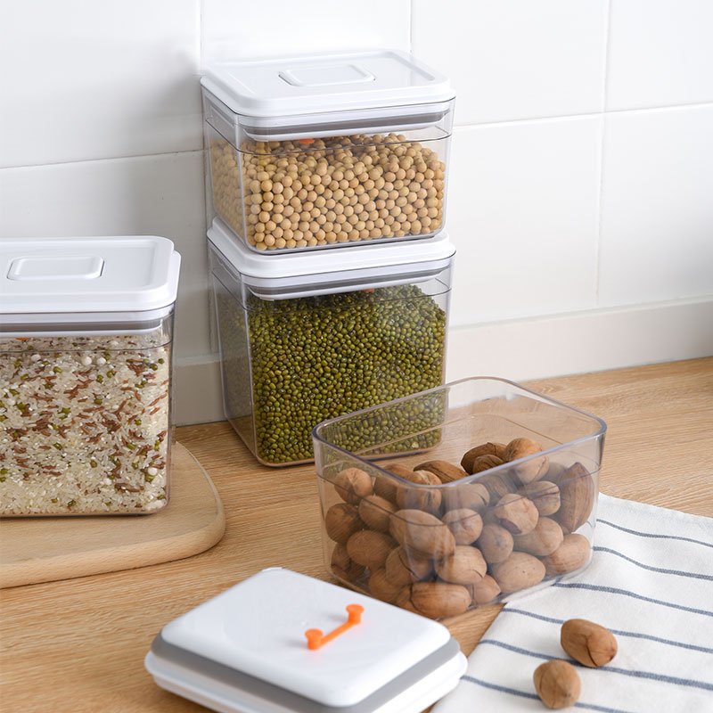 Kitchen Pantry Organizer sealed square Vacuum BPA Free push top Plastic Airtight Food Storage Boxes Containers Set With Lids