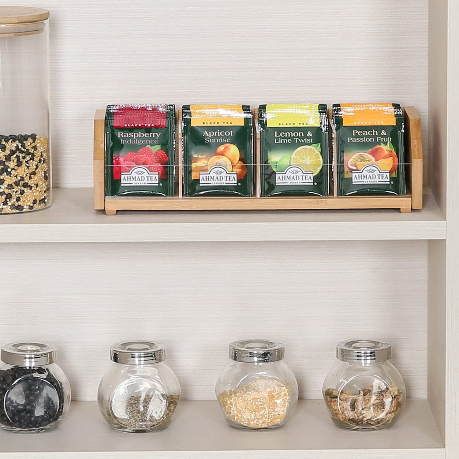 Creative Desktop Tea Bag Storage Box With Lid Holder Countertop Wooden Tea Organizer Basket Storage Boxes