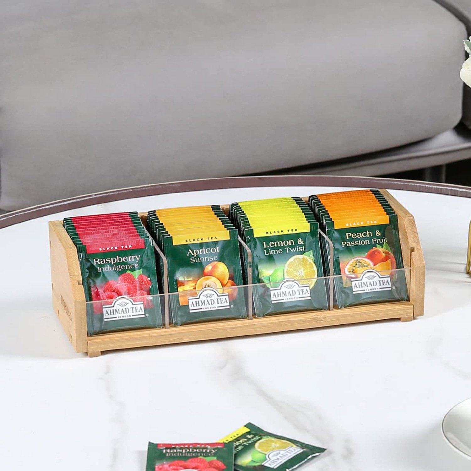 Creative Desktop Tea Bag Storage Box With Lid Holder Countertop Wooden Tea Organizer Basket Storage Boxes