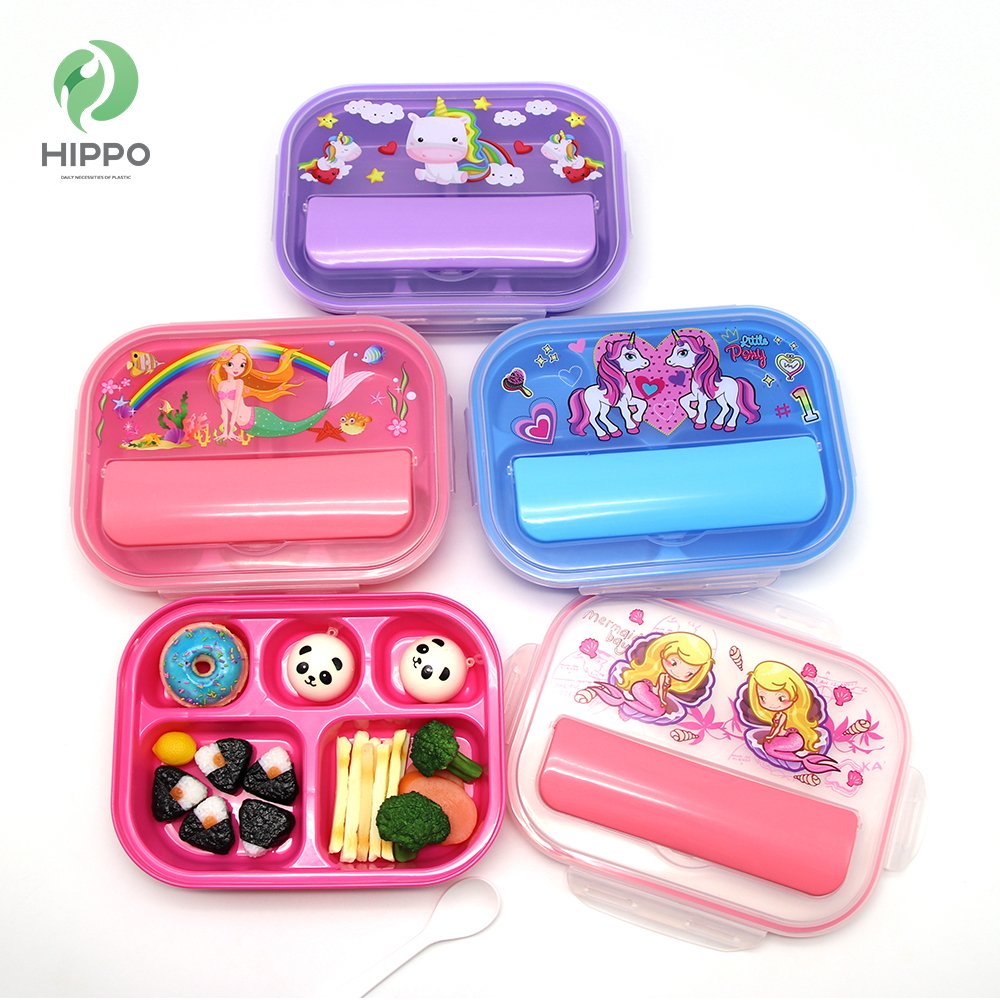 Ecological fancy children animal baby food container set with 5 compartments