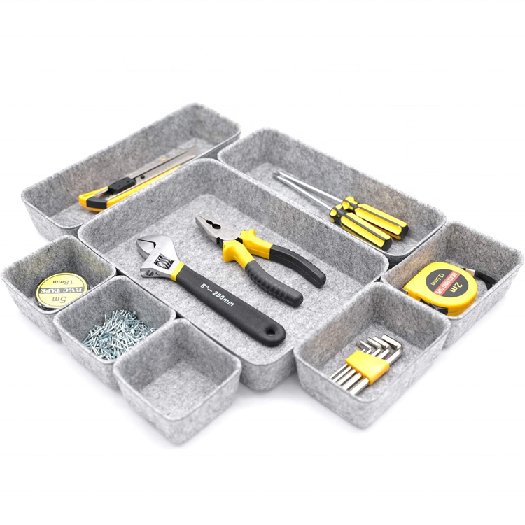 Set 8 Fabric Office Drawer Organizers Felt Trays Drawers Dividers Jewelry Cosmetics Tools Wardrobe Room Bathroom Storage Bins