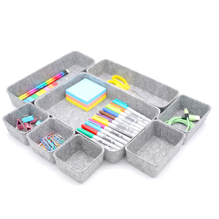 Set 8 Fabric Office Drawer Organizers Felt Trays Drawers Dividers Jewelry Cosmetics Tools Wardrobe Room Bathroom Storage Bins