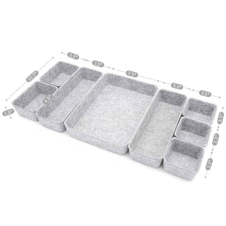 Set 8 Fabric Office Drawer Organizers Felt Trays Drawers Dividers Jewelry Cosmetics Tools Wardrobe Room Bathroom Storage Bins