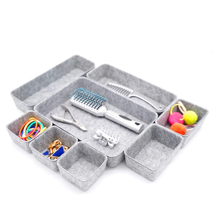 Set 8 Fabric Office Drawer Organizers Felt Trays Drawers Dividers Jewelry Cosmetics Tools Wardrobe Room Bathroom Storage Bins