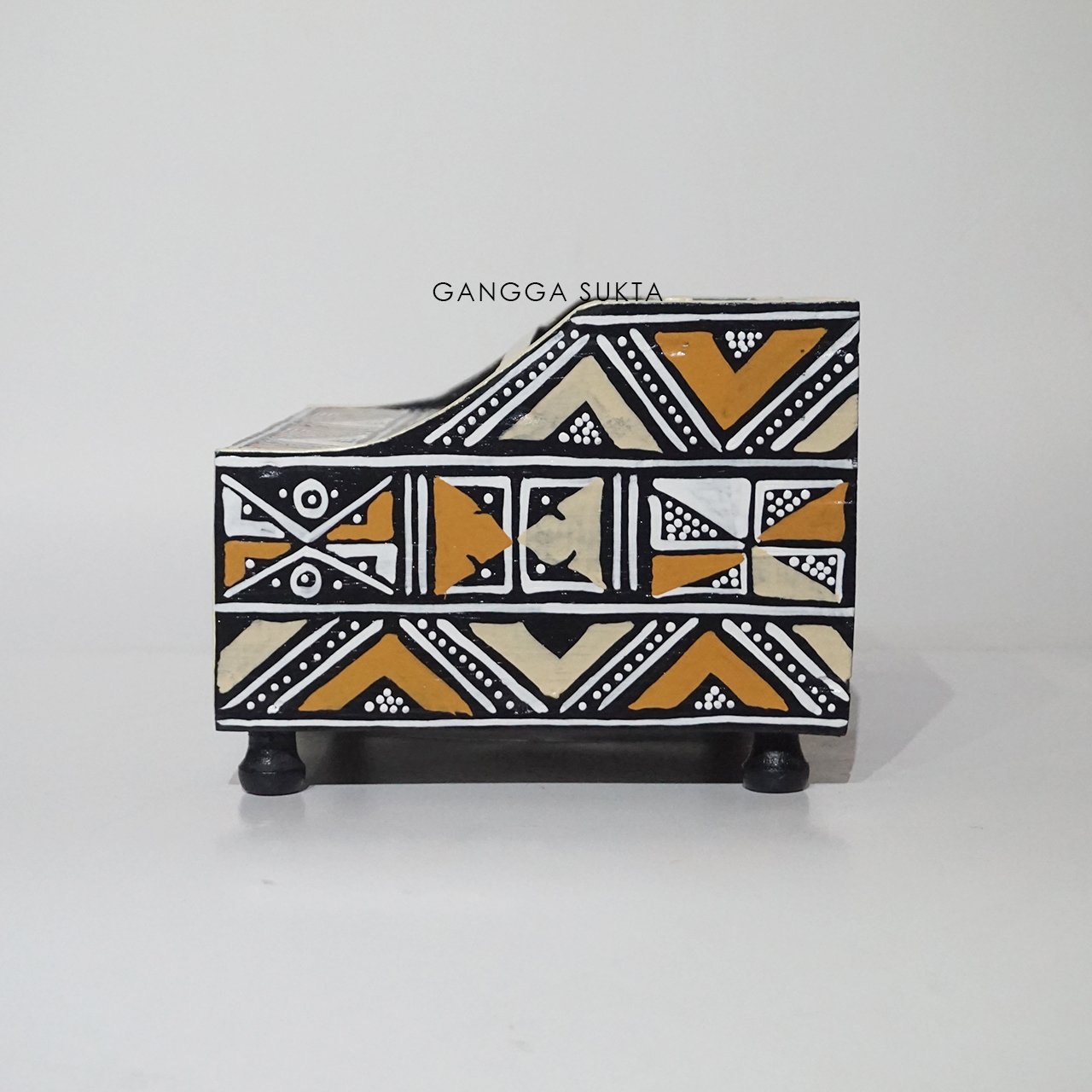 Multicolor Batik Wooden Storage Box Handcrafted Modern Dot Artistic Painted Cedar Home Organization Elegant Floral Tool