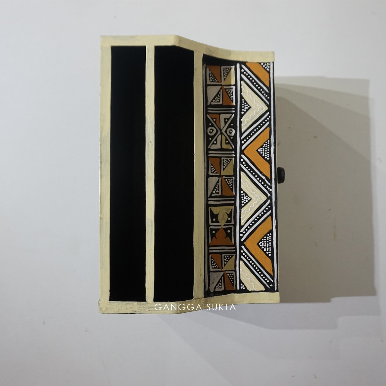 Multicolor Batik Wooden Storage Box Handcrafted Modern Dot Artistic Painted Cedar Home Organization Elegant Floral Tool