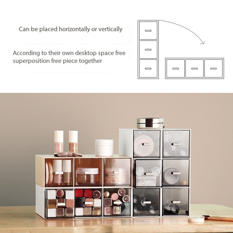 Storage Box, 3 Layer Transparent Case, Desktop Commodity Shelf Drawer, Cabinet Organizer for Cosmetic Office