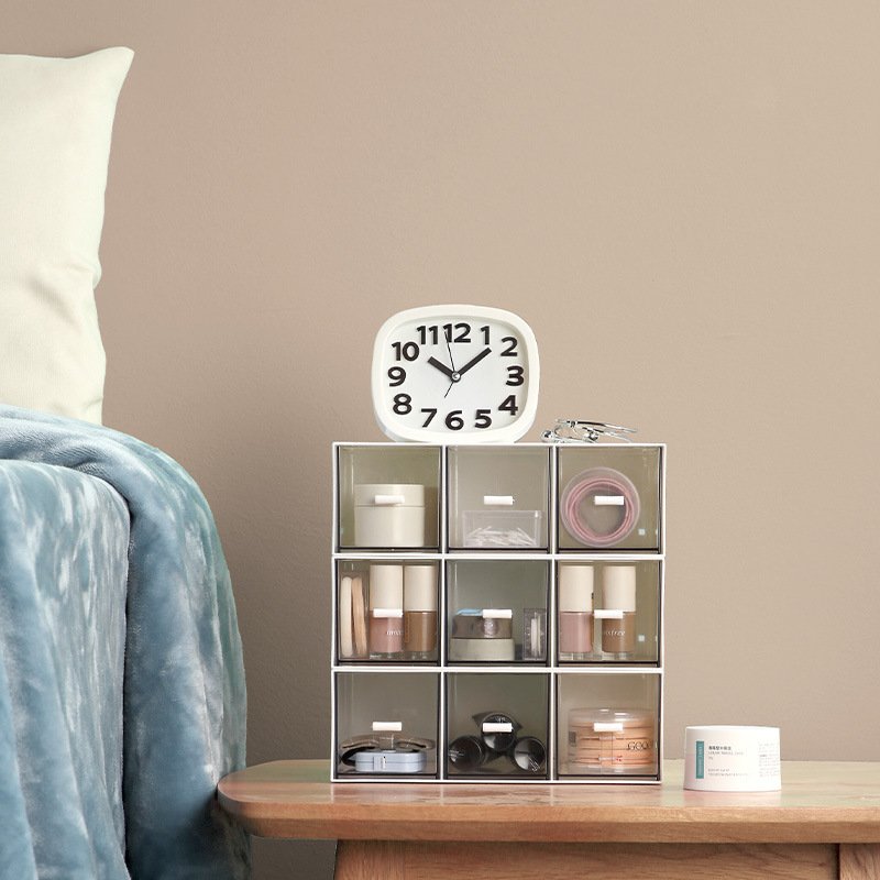 Storage Box, 3 Layer Transparent Case, Desktop Commodity Shelf Drawer, Cabinet Organizer for Cosmetic Office
