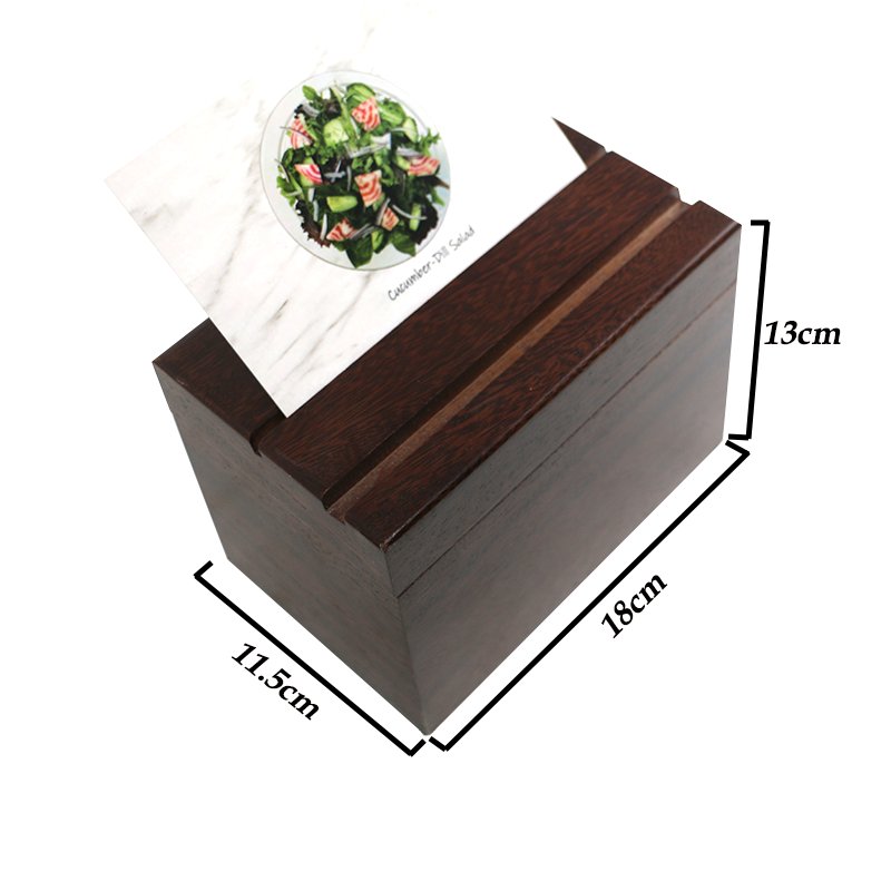 Factory Custom Fold Out Tablet And Smartphone Stand 4x6 Inch Wooden recipe box with cards and dividers