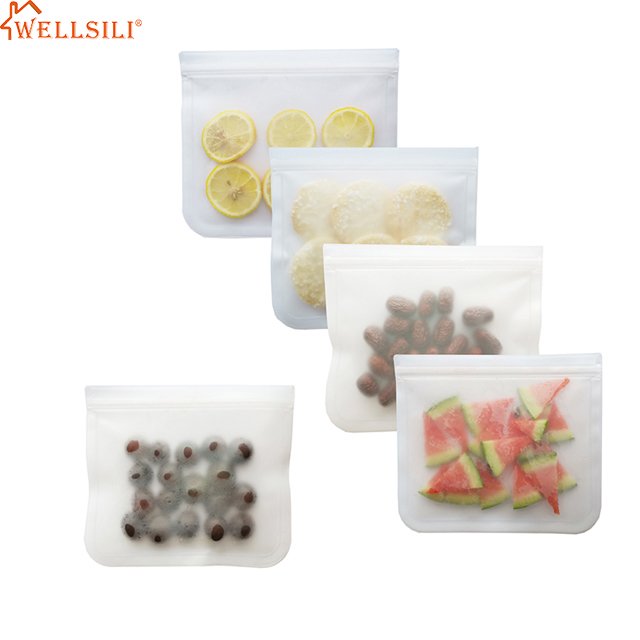2020 Wholesale cheap leakproof liquid ziplock silicone reusable food storage bags Food Grade Fresh Preservation Saver