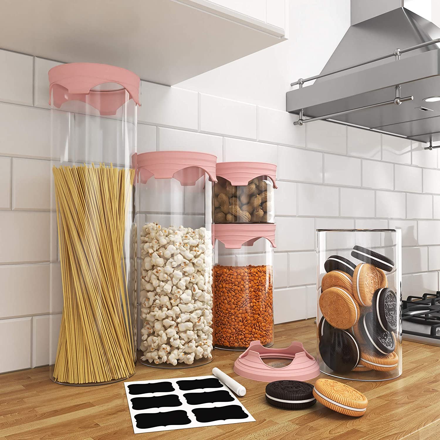 IKOO OEM borosilicate glass jar with sealed lid kitchen food storage container with glass lid