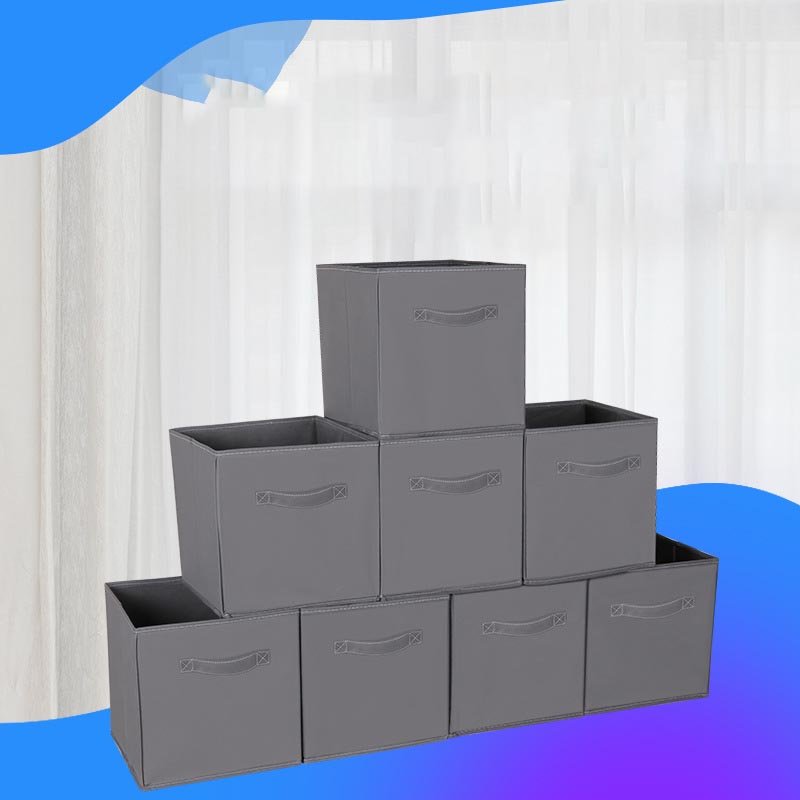 DS3588 Closet Organizers and Storage Box Foldable Cube Baskets for Clothes Fabric Collapsible Storage Bins with Dual Handles