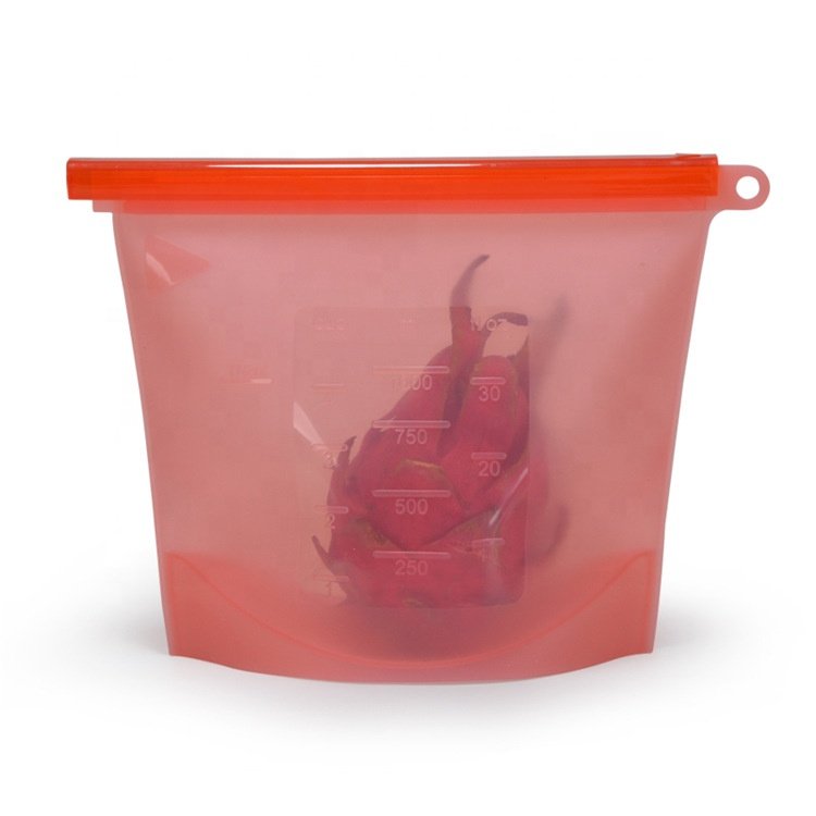 Custom 100% silicone food storage bag reusable bag kitchen silicone zipper silicon bag food grade storage product