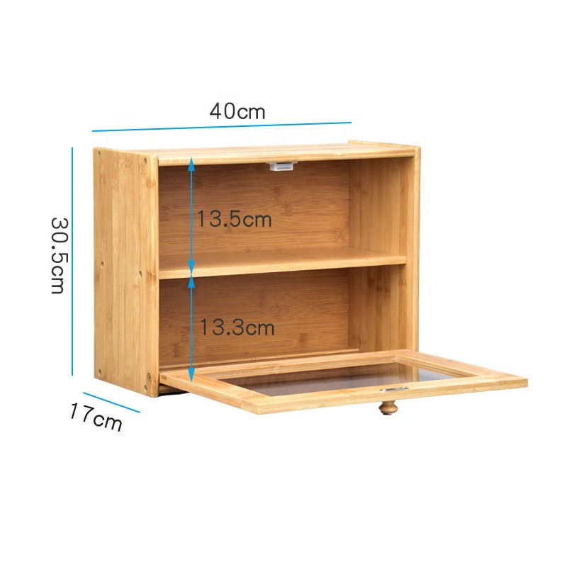 Wholesale High Quality Wood Bamboo Bread Boxes with Cutting Board Lid Easy-opening Food Storage Container