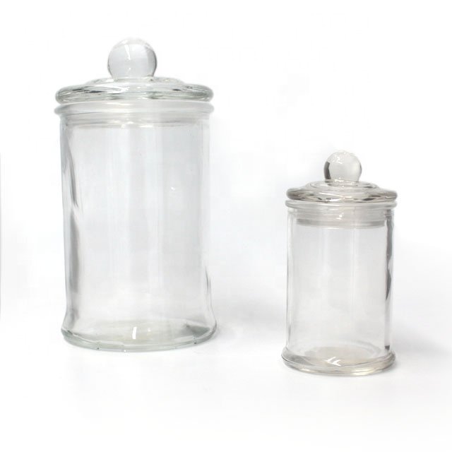 LANGXU apothecary jars Glass storage jar airtight canister glass candy jar with mushroom Clear lid for food candy