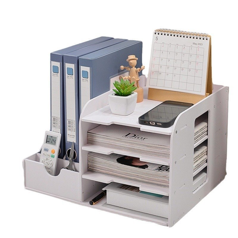 Multi-functional Office Supplies Folder Storage Box Simple Desk Bookshelf Multi-layer Bookend File Frame Reference Holder Type