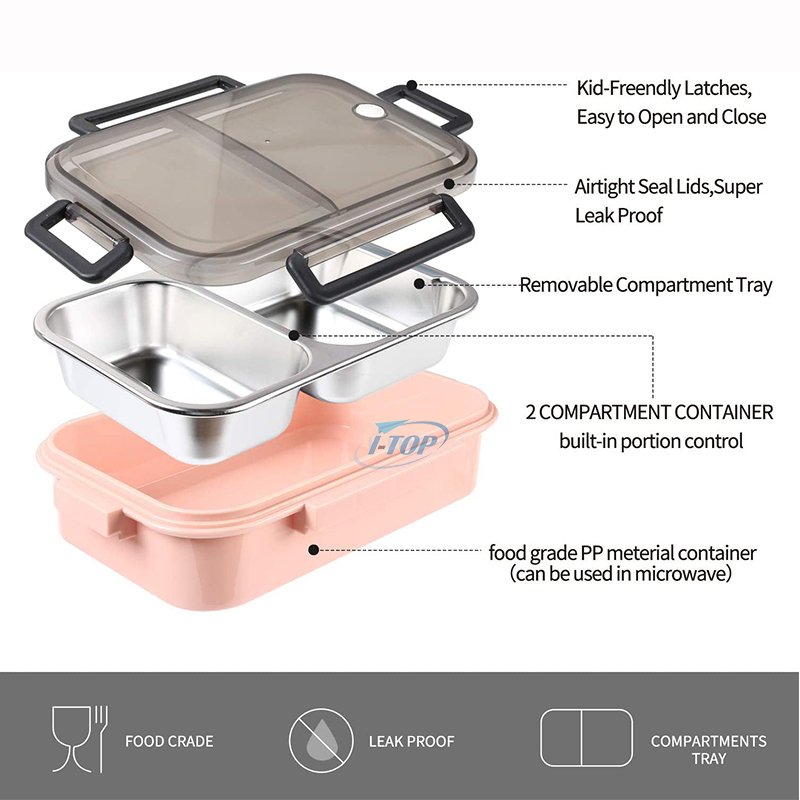 Kitchen Food Storage Reusable Stainless Steel lunch box kids Food Storage Containers Bento Lunch Box with Anti-Slip Exterior