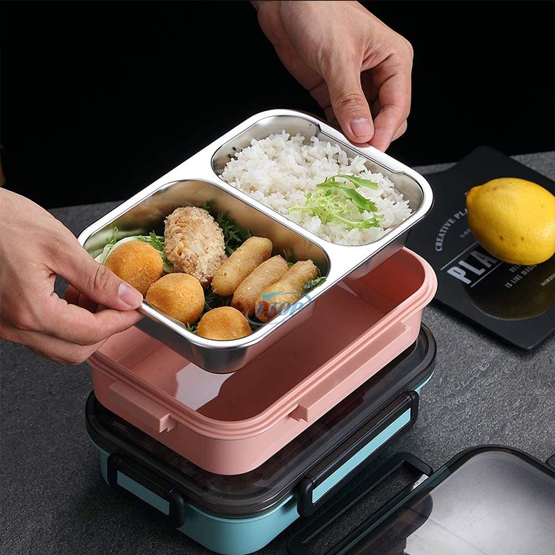 Kitchen Food Storage Reusable Stainless Steel lunch box kids Food Storage Containers Bento Lunch Box with Anti-Slip Exterior