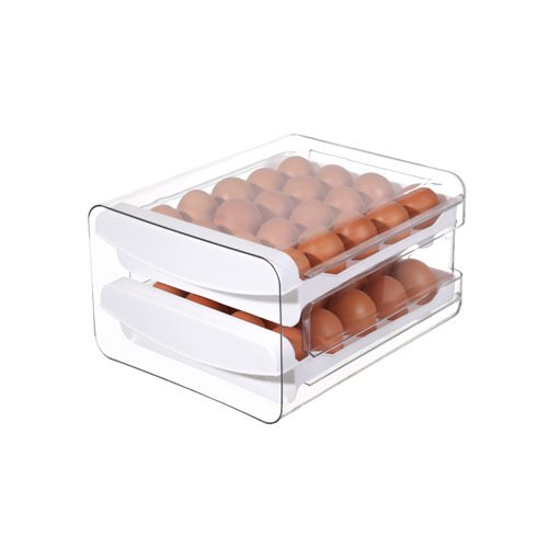 40 Grid Double Layer Refrigerator Drawer Style Home and Kitchen Pantry Organizition Pull-out Egg Rack Egg Tray Storage Box