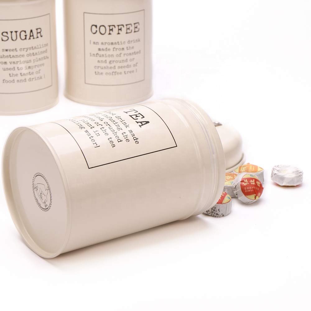 Vintage Tea Coffee Sugar Canister Set Food Storage Kitchen Organizers Metal Canisters Airtight Coffee Tea Sugar Container Set
