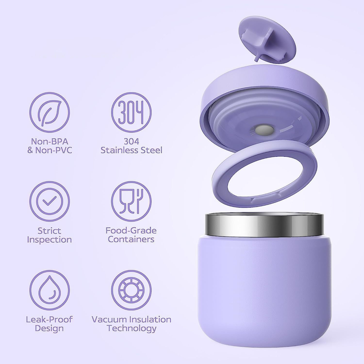 Double Wall Powder Coated Stainless Steel Jars Storage Containers with Hot Steam Proof Lid