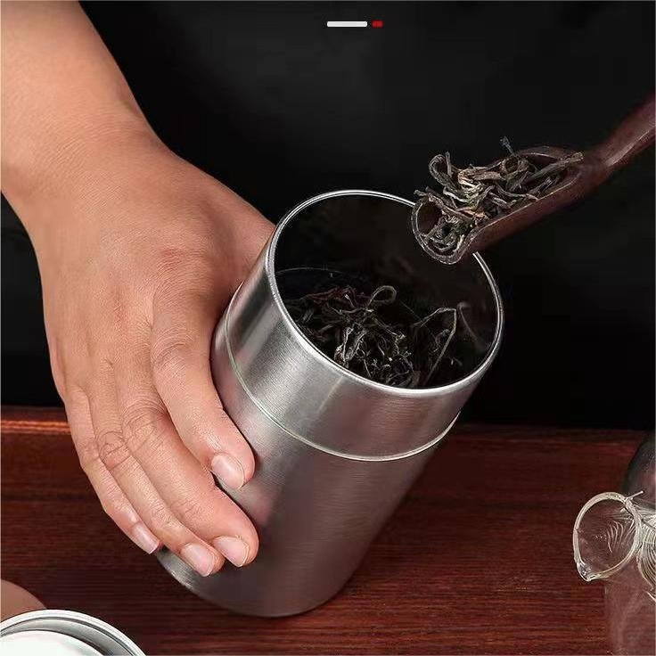 Stainless Steel Dry Medicinal Herbs Food Storage Tank Container with Double Lid