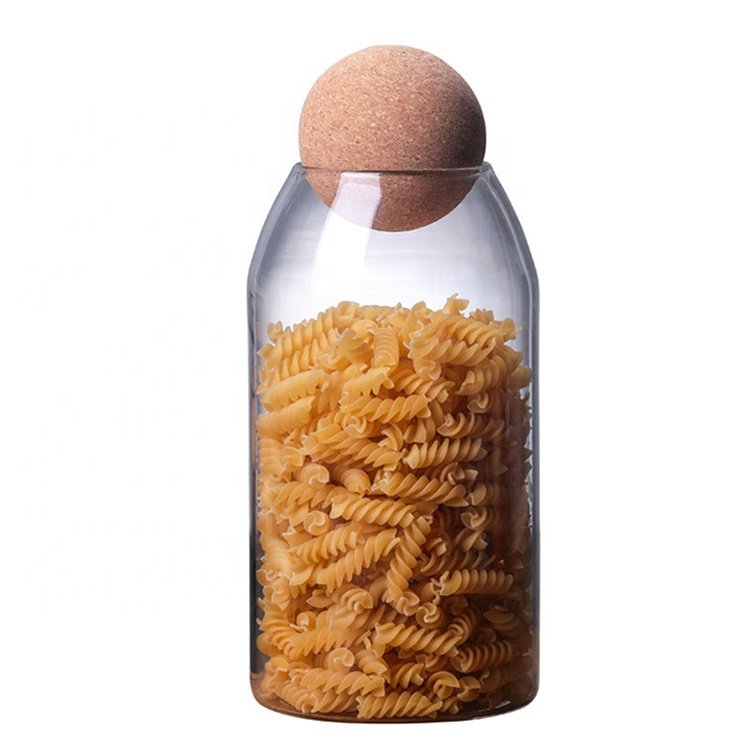 Glass Jars For Storage Food Storage Jars with Wood Lid Cork Stopper Handmade Borosilicate Glass Canister Jar