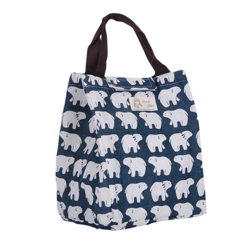 Lunch Box Hedgehog Whale Bear Pattern Portable Insulated Thermal Cooler Food Storage Containers Carry Bag Travel Picnic Handbags