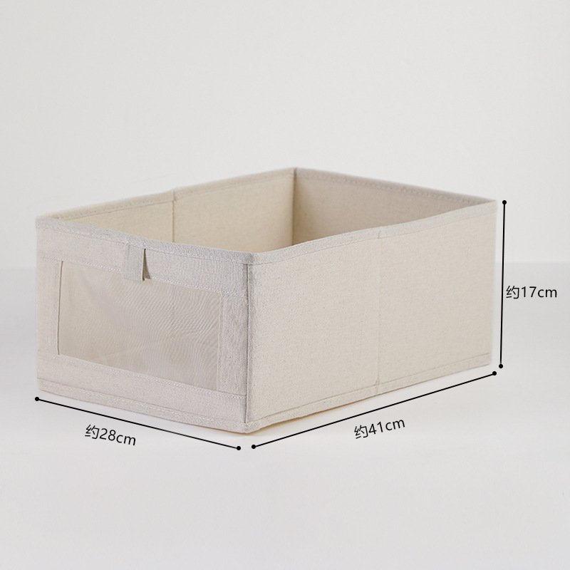 Cotton Linen Visible Window Storage Box Wholesale Wardrobe Storage Box Fabric Finishing Cotton Linen Stackable Storage Box