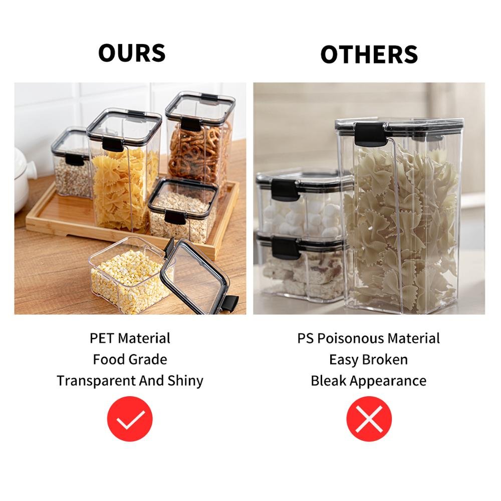 Food Storage Container set Plastic Kitchen Refrigerator Noodle Box Multigrain Storage Tank Transparent Sealed Cans