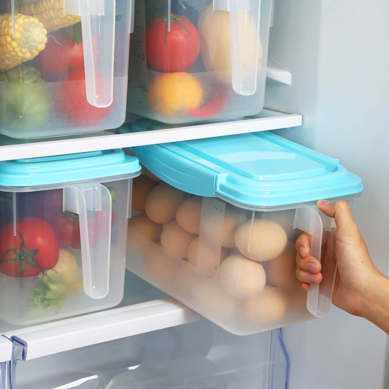 Haixin 4.5L Refrigerator Box Plastic Food Storage Container With Handle And Lid For Fruits/Vegetables/Food