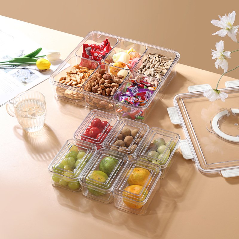 2024 New 13Pcs Set Large Clear Food Storage Container Case 13PCS Stackable Fridge Storage Organizer Set with Handle