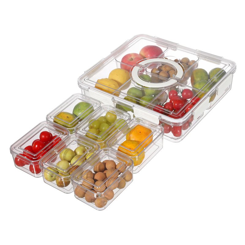 2024 New 13Pcs Set Large Clear Food Storage Container Case 13PCS Stackable Fridge Storage Organizer Set with Handle