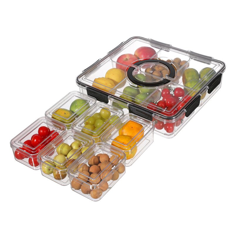 2024 New 13Pcs Set Large Clear Food Storage Container Case 13PCS Stackable Fridge Storage Organizer Set with Handle