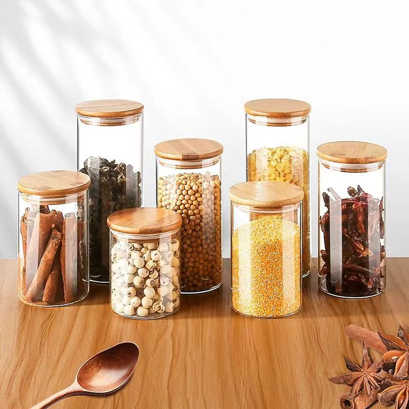 YOLOWE HOME 750ml Airtight Glass Jar Organizer Storage Containers Snack and Food Storage LIDS for Kitchen Use