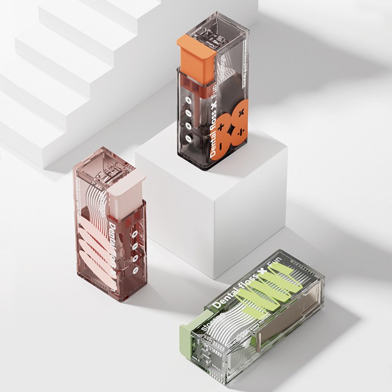 Portable Floss Box Automatically Pops Out Floss Storage Box Refillable Holder Boxes with 10 Floss Picks for Teeth Cleaning