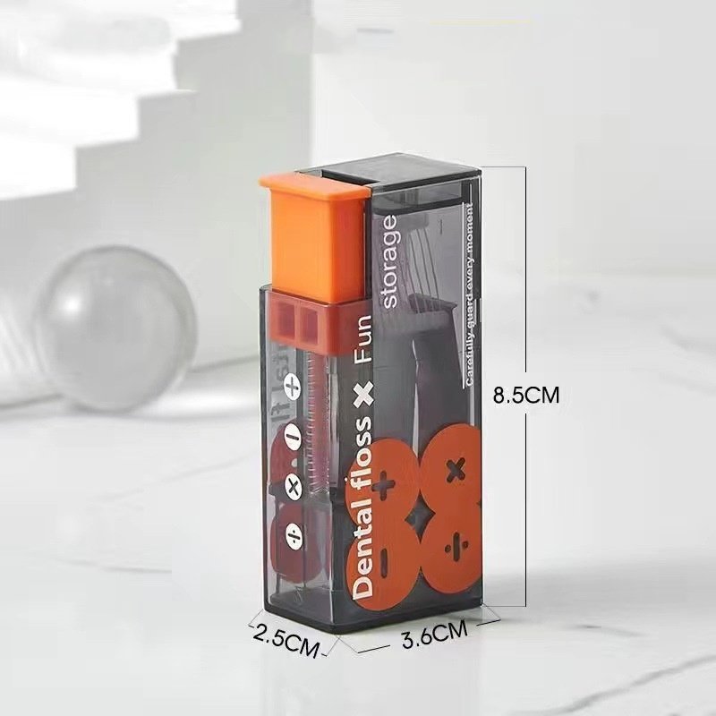 Portable Floss Box Automatically Pops Out Floss Storage Box Refillable Holder Boxes with 10 Floss Picks for Teeth Cleaning