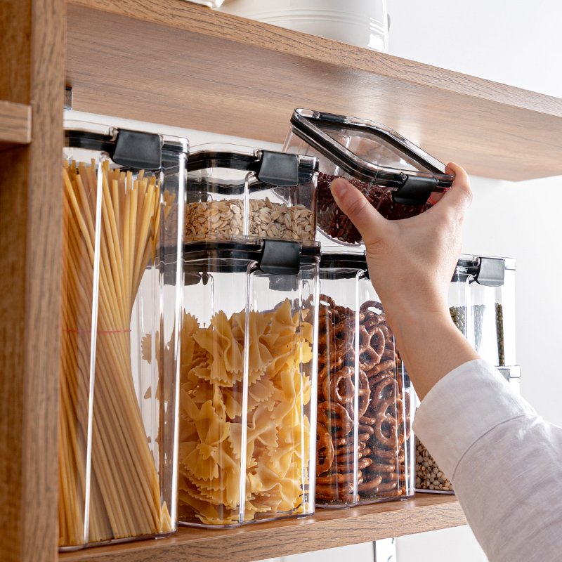 Plastic dry pet dog cat food storage kitchen storage containers airtight clear kitchen organizer container kitchen containers