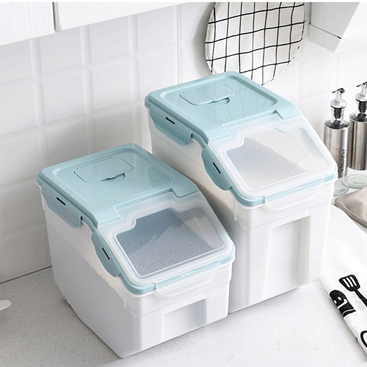 Wholesale Eco Friendly 10kg 15kg 25kg Plastic Dog Cat Birds Pat Food Flour Rice Storage Box Bin Bucket Container