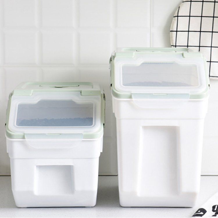 Wholesale Eco Friendly 10kg 15kg 25kg Plastic Dog Cat Birds Pat Food Flour Rice Storage Box Bin Bucket Container