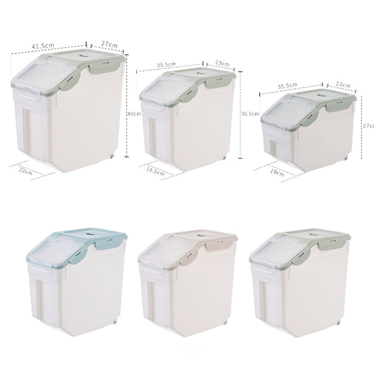 Wholesale Eco Friendly 10kg 15kg 25kg Plastic Dog Cat Birds Pat Food Flour Rice Storage Box Bin Bucket Container