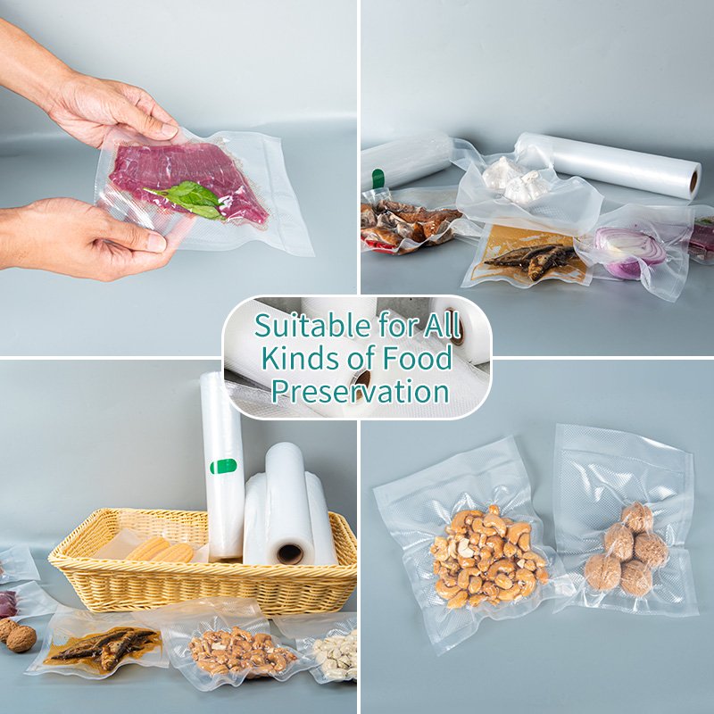 Food flesh vacuum rolls for kitchen seafood vacuum bags Embossed Food Vacuum Sealing Storage Bag Rolls