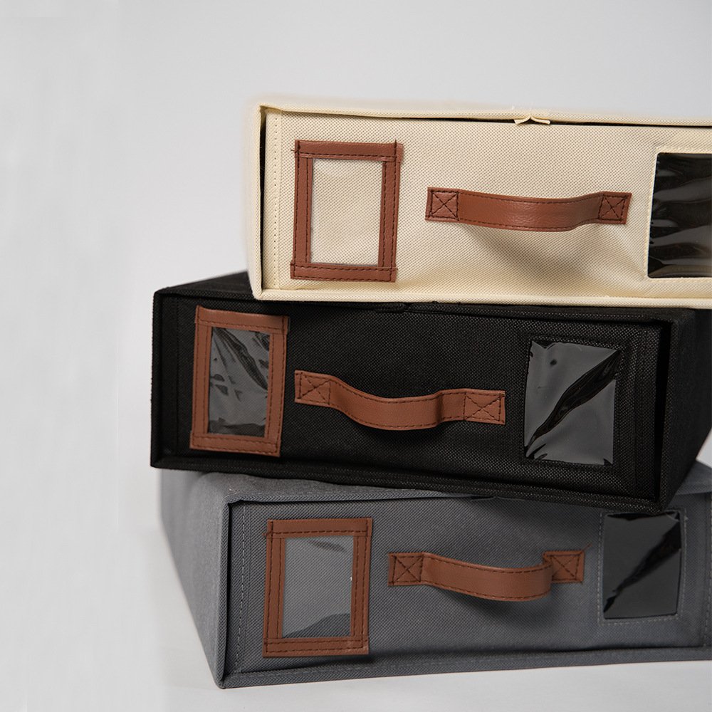 Sheet four-piece storage box folding zipper visual storage box thickening large capacity finishing box