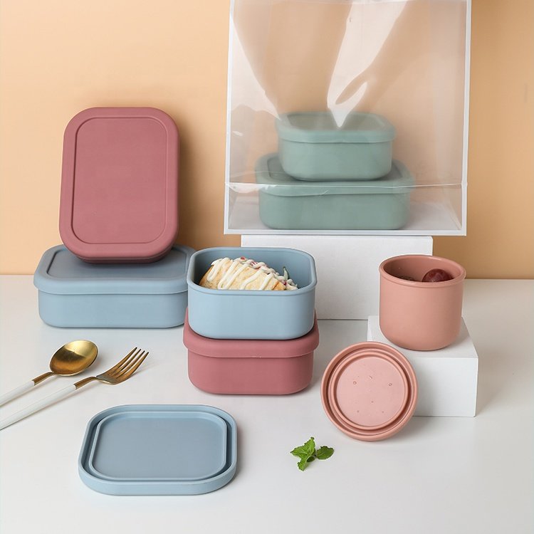 High-Capacity Three Grid Divide Food Grade Silicone Bento Lunch Box BPA Free Food Storage Box With Lid