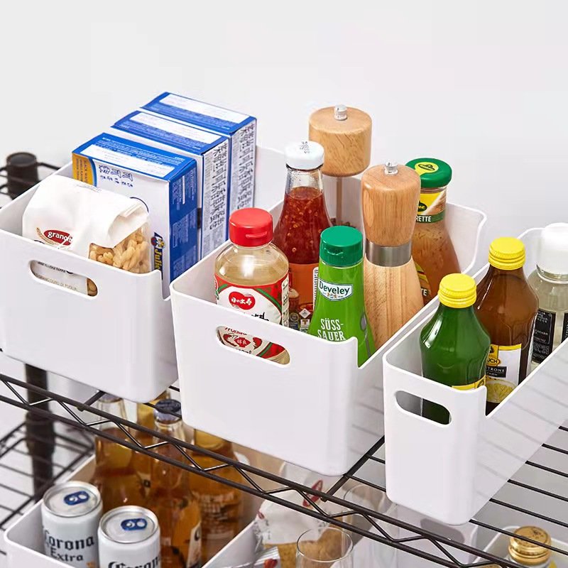 Small U Shape Opening Table Storage Box With Handles Storage Box Without Lid Space Savers Living Room Kitchen Bathroom Storage