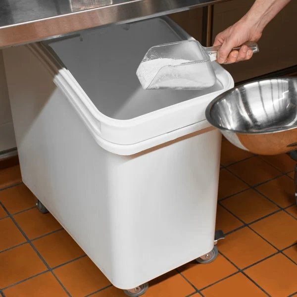 White Wheel Flour Bin Ingredient Bins Food Storage Plastic Containers