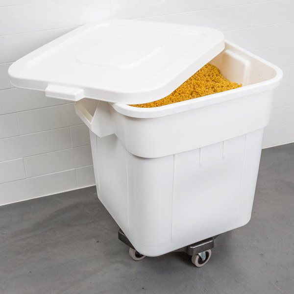 White Wheel Flour Bin Ingredient Bins Food Storage Plastic Containers