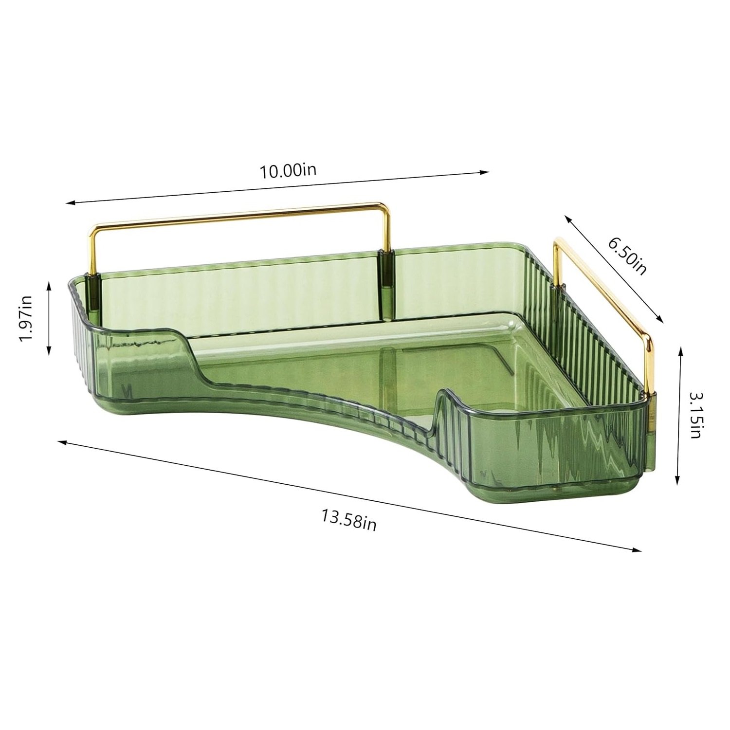 Green single-layer triangular acrylic storage box suitable for kitchen, bathroom, bedroom makeup and bath supplies storage rack
